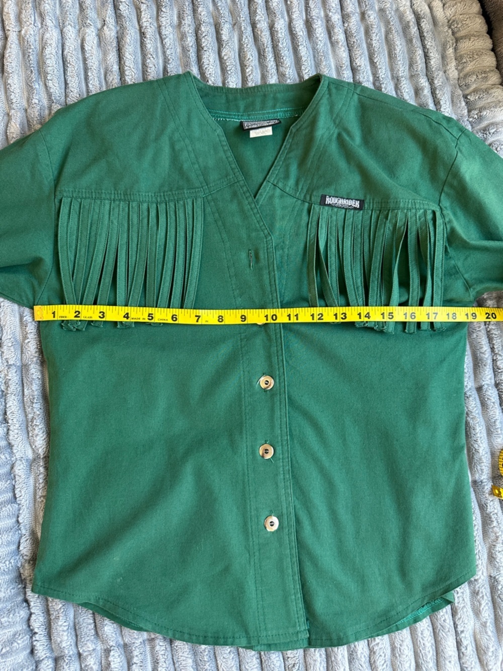 Vintage roughrider cotton button down western style shirt with fringe - Picture 5 of 7